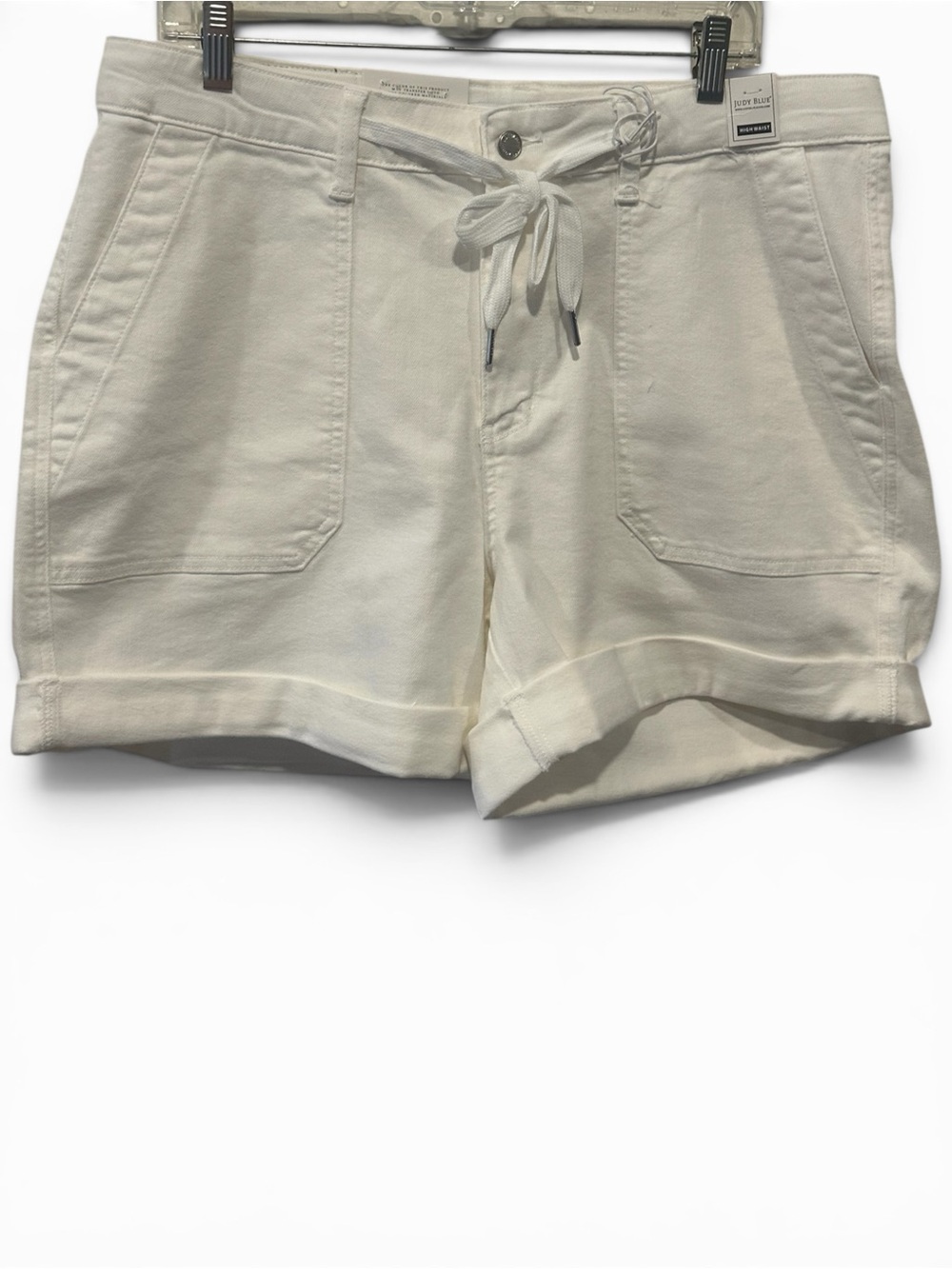Judy Blue White High Waist Drawstring Twill Shorts 1XL
